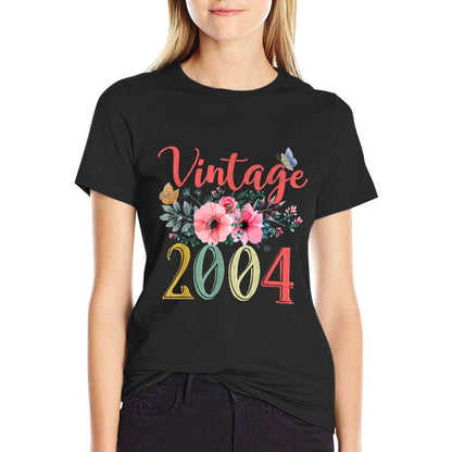 Vintage 2004 Floral Hippie Groovy Wildflower 21st Birthday  Graphic-printed T-Shirt
