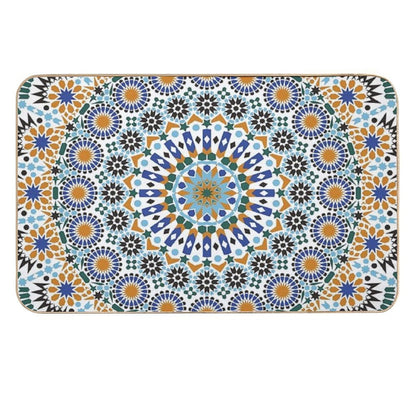 Moroccan Zelig  Tile Retro Abstract Multi Color Pattern  Repositionable Bath Mat