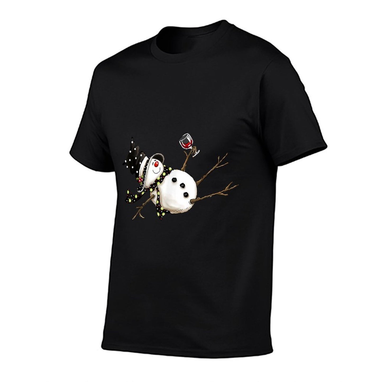 Funny Drunk Snowman Drinking Wine Glass Merry Christmas  Classic T-Shirt