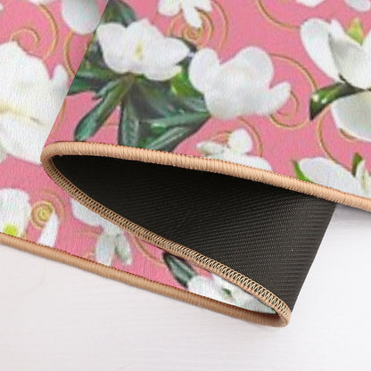 Bright Magnolia Floral Halfdrop on Pink F4849c  Easy Maintenance Bath Mat