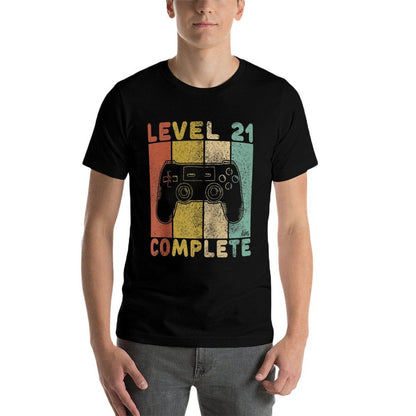Mens 21st Birthday Men Gaming Level 21 Complete Raglan Baseball  Oversized Silhouette T-Shirt