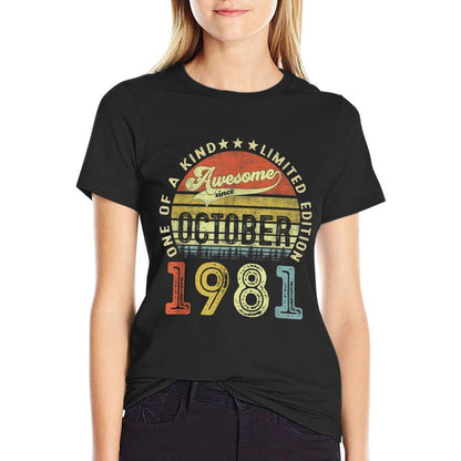 40 Years Old Awesome Since October 1981 40th Birthday  Versatile T-Shirt