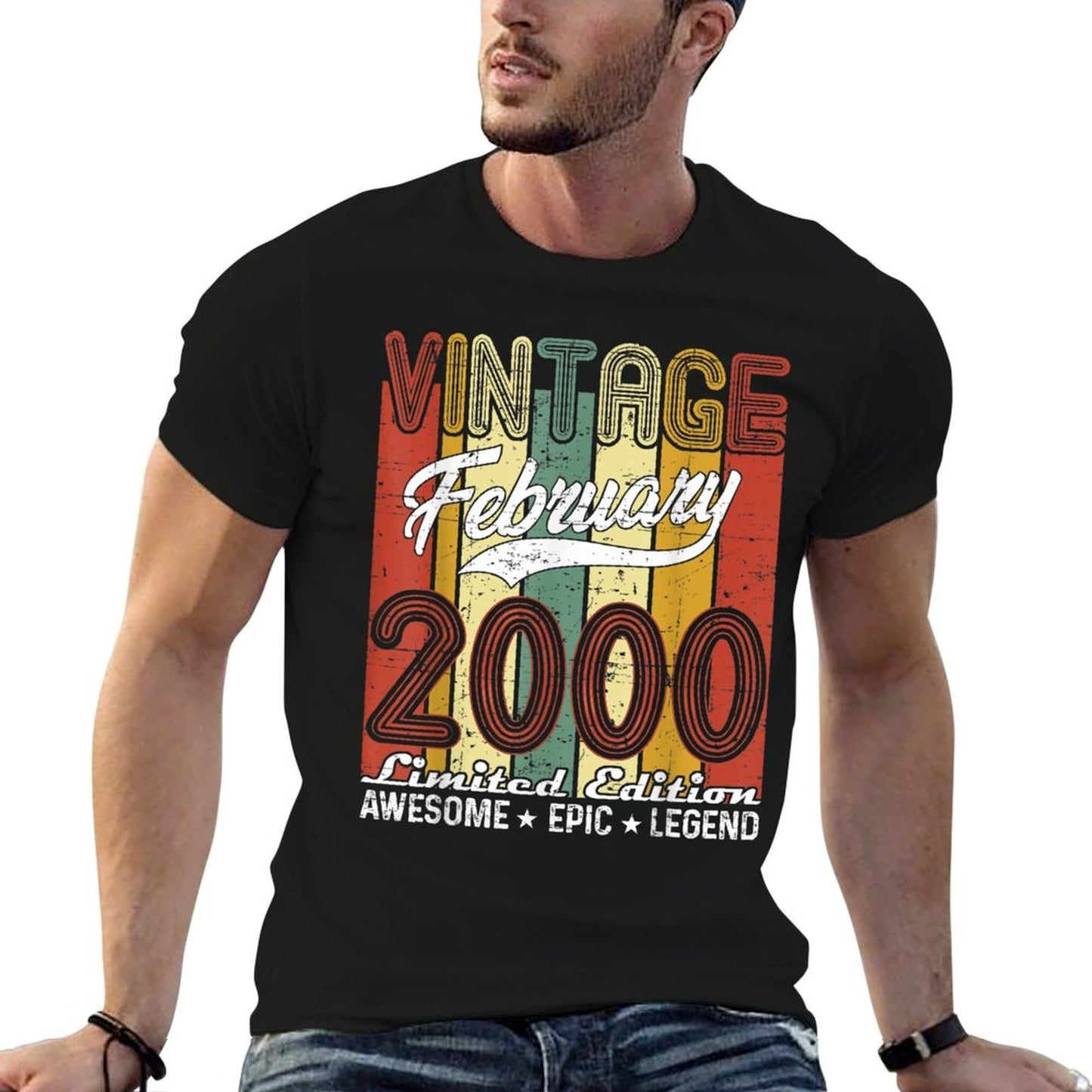 Limited Edition February 2000 21st Birthday Gift Vintage  Heathered Texture T-Shirt