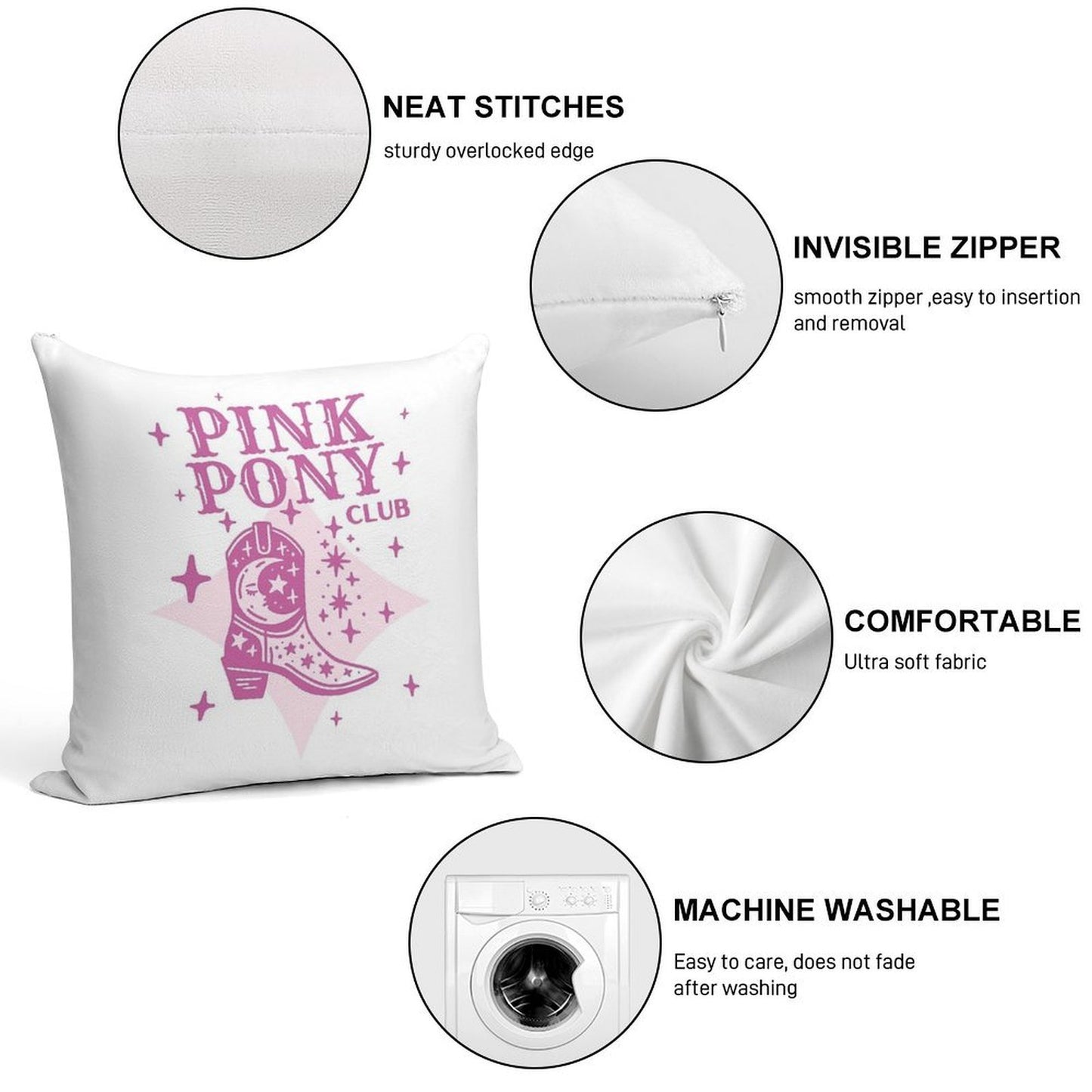 Pink Pony Club Soft Easy Maintenance Throw Pillow