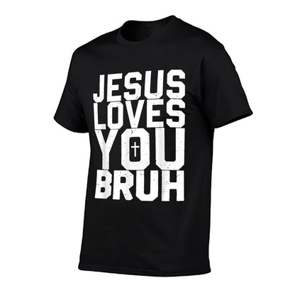 Minimalistic Jesus Love You Bruh Funny Christian Youth Boy  Lightweight T-Shirt