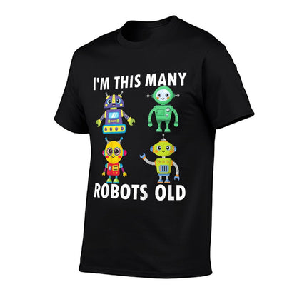 Kids 4 Years Old Robots Old 4th Birthday Kids  High-quality Stitching T-Shirt