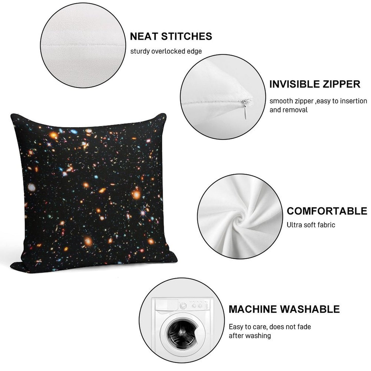 Hubble Extreme Deep Field Soft Washable Throw Pillow
