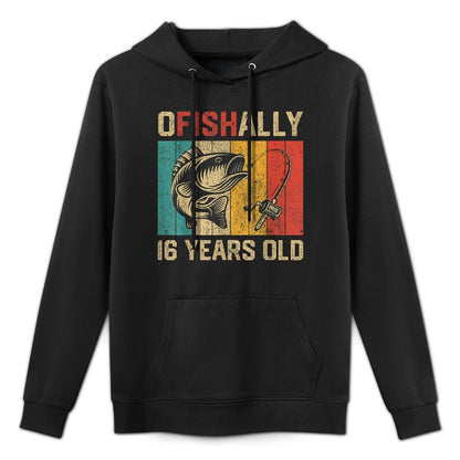 Ofishally 16 Years Old Funny Fishing Birthday Fisherman Colorfast Hoodie