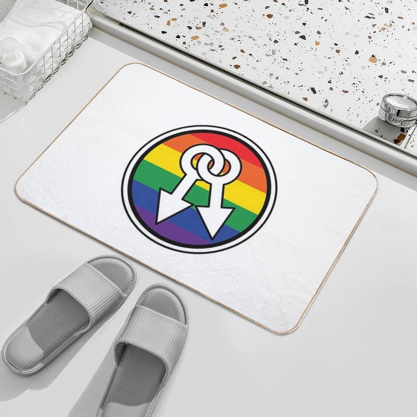 Male Symbols Rainbow  Non-Slip Bath Mat