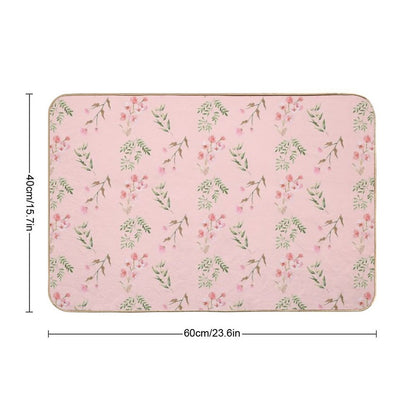 Pretty Pink Pattern Flowers  Pet-Safe Bath Mat