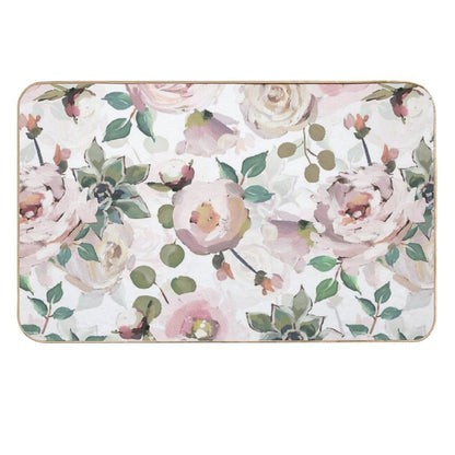 White  BlushVan Gogh Roses Botanical Garden Pattern Durable Bath Mat