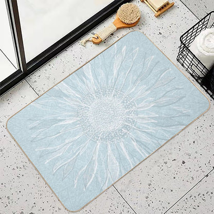 Mandala Flower of Life, Sunflower, Soft Teal  Versatile Bath Mat
