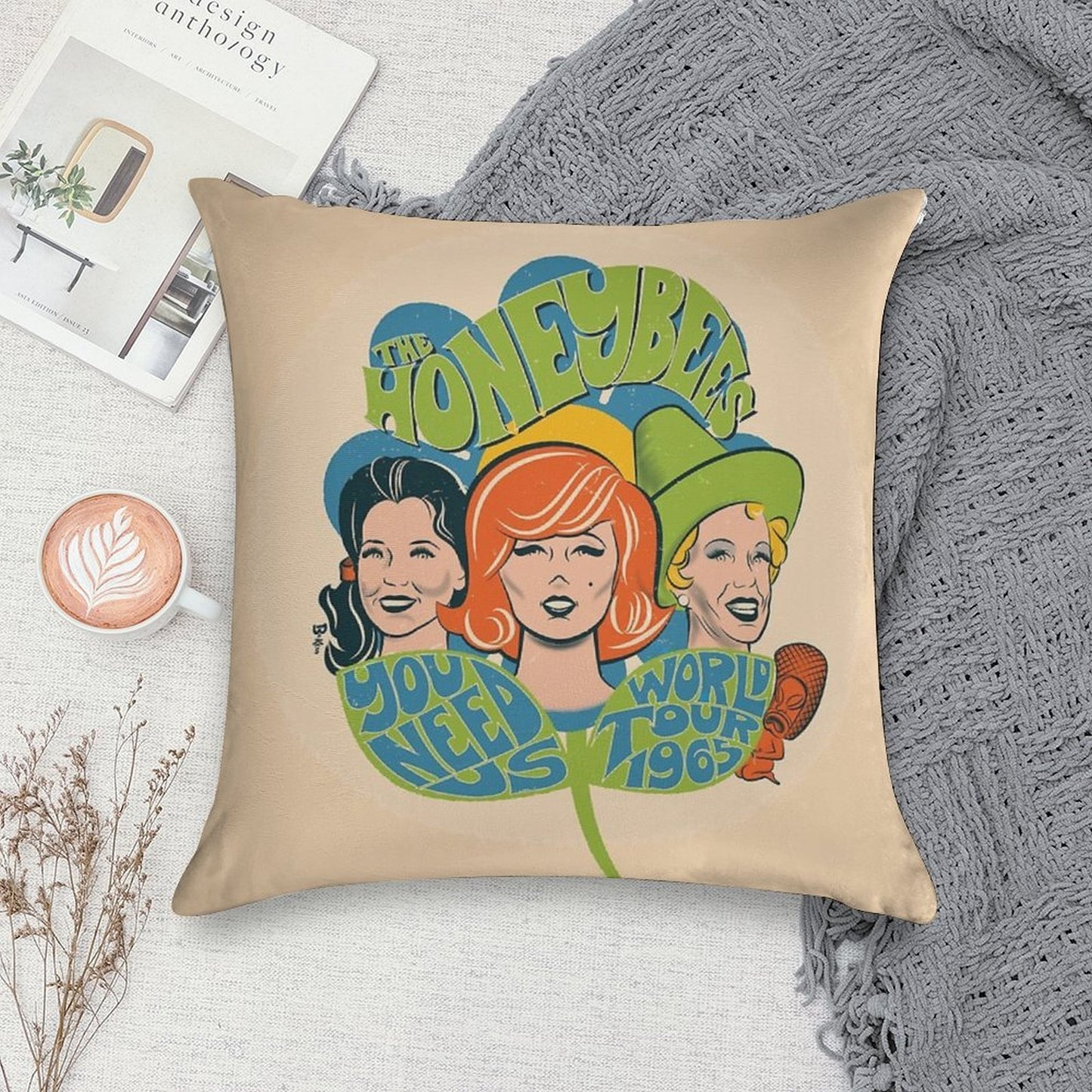 The Honeybees World Tour 1965 - Faded Version Soft Ultra-Soft Texture Throw Pillow