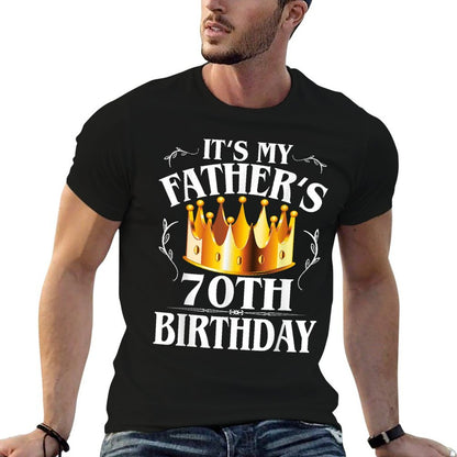 Mens It's My Father's 70th Birthday Crown King 70th Birthday  Oversized Silhouette T-Shirt