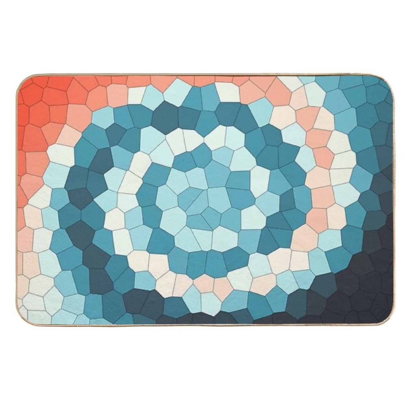 Red, Cream, Green, Blue Swirly Stained Glass Abstract Art  Versatile Bath Mat