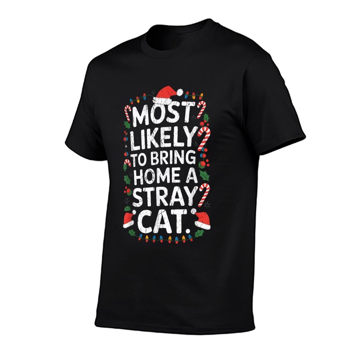 Pet Christmas Most Likely To Bring Home A Stray Cat Holiday  Heathered Texture T-Shirt