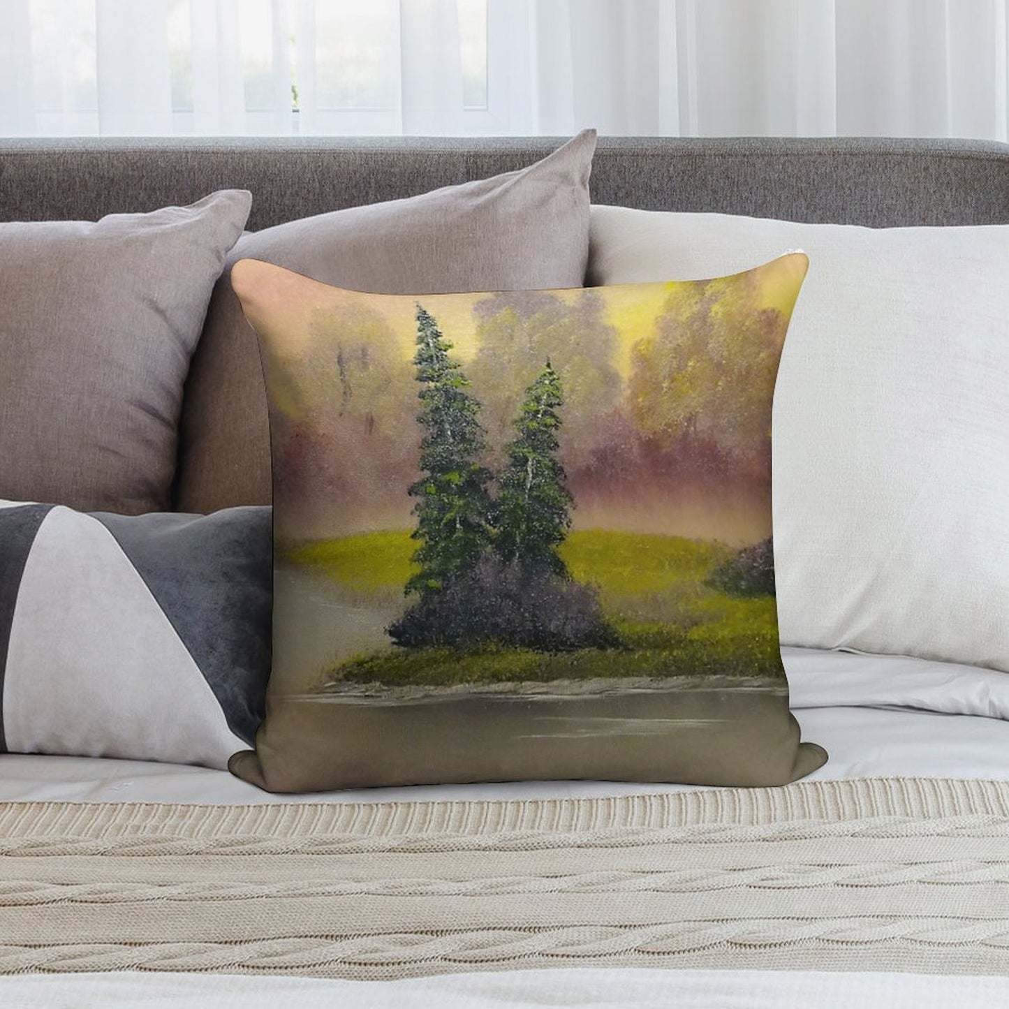 Misty Forest Soft Fade-Resistant Throw Pillow