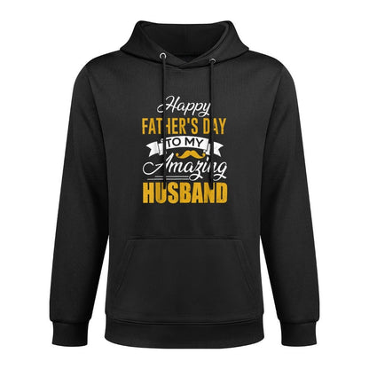 Mens Happy Fathers Day To My Amazing Husband Gift For Fathers Day Kangaroo Pocket Hoodie