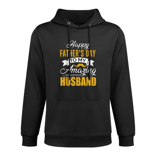 Mens Happy Fathers Day To My Amazing Husband Gift For Fathers Day Kangaroo Pocket Hoodie