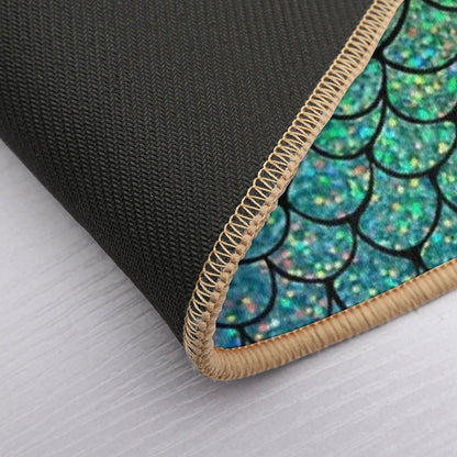 Colorful Glitter Mermaid Scales  Absorbent Bath Mat