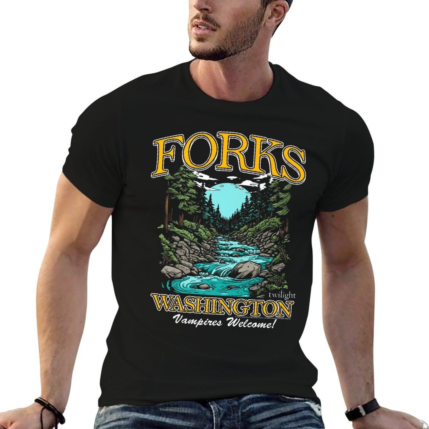 Twilight Forks Washington Vampires Welcome Premium  Eco-friendly Material T-Shirt