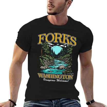Twilight Forks Washington Vampires Welcome Premium  Eco-friendly Material T-Shirt