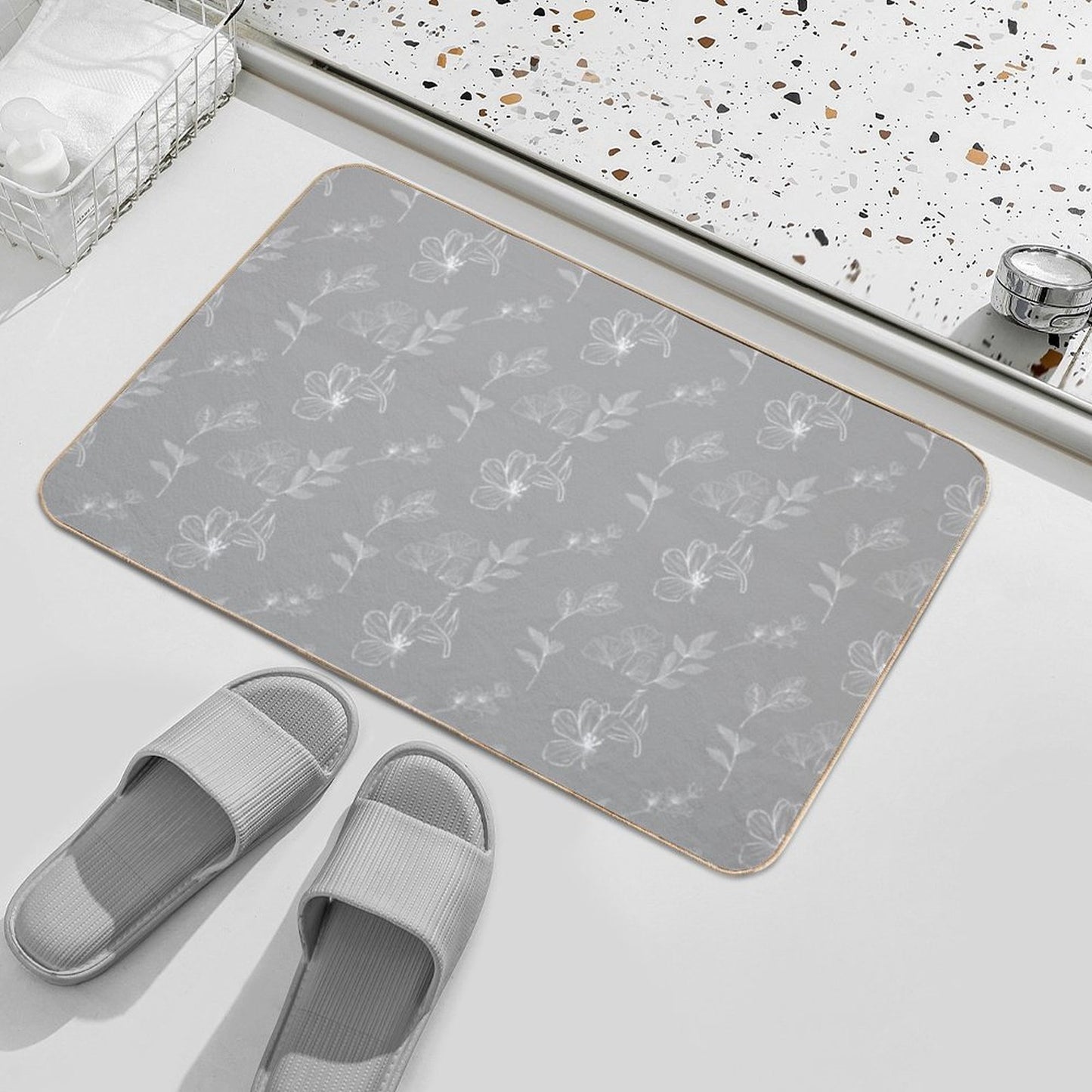 Cute Floral Pattern  Dirt-Trapping Bath Mat