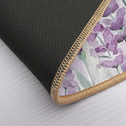 Tender Watercolor Lavender Flowers  Fade-Resistant Bath Mat