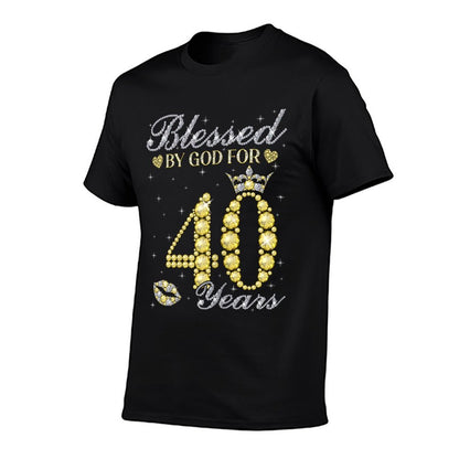 Blessed By God For 40 Years Old Gifts Women 40th Birthday  Heathered Texture T-Shirt