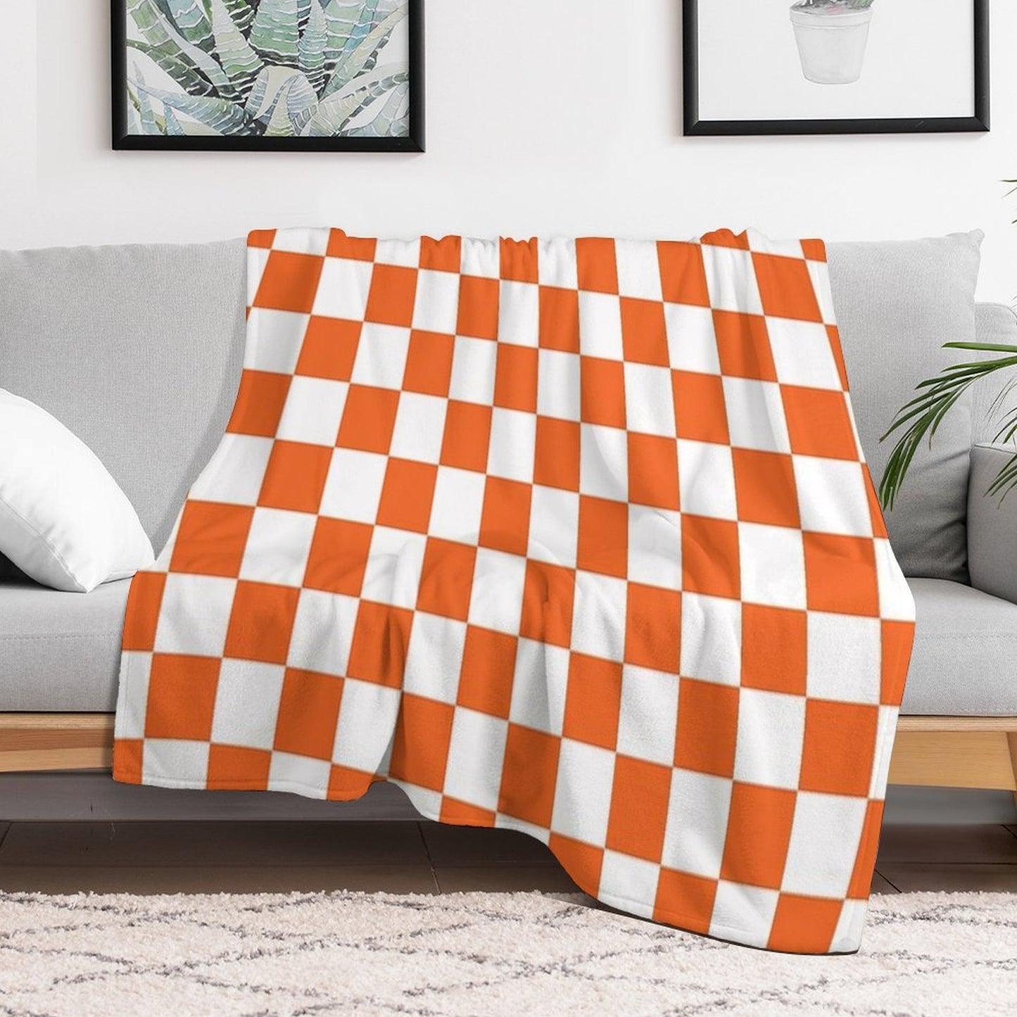 Tennessee Orange And White Checkerboard Versatility Throw Blanket