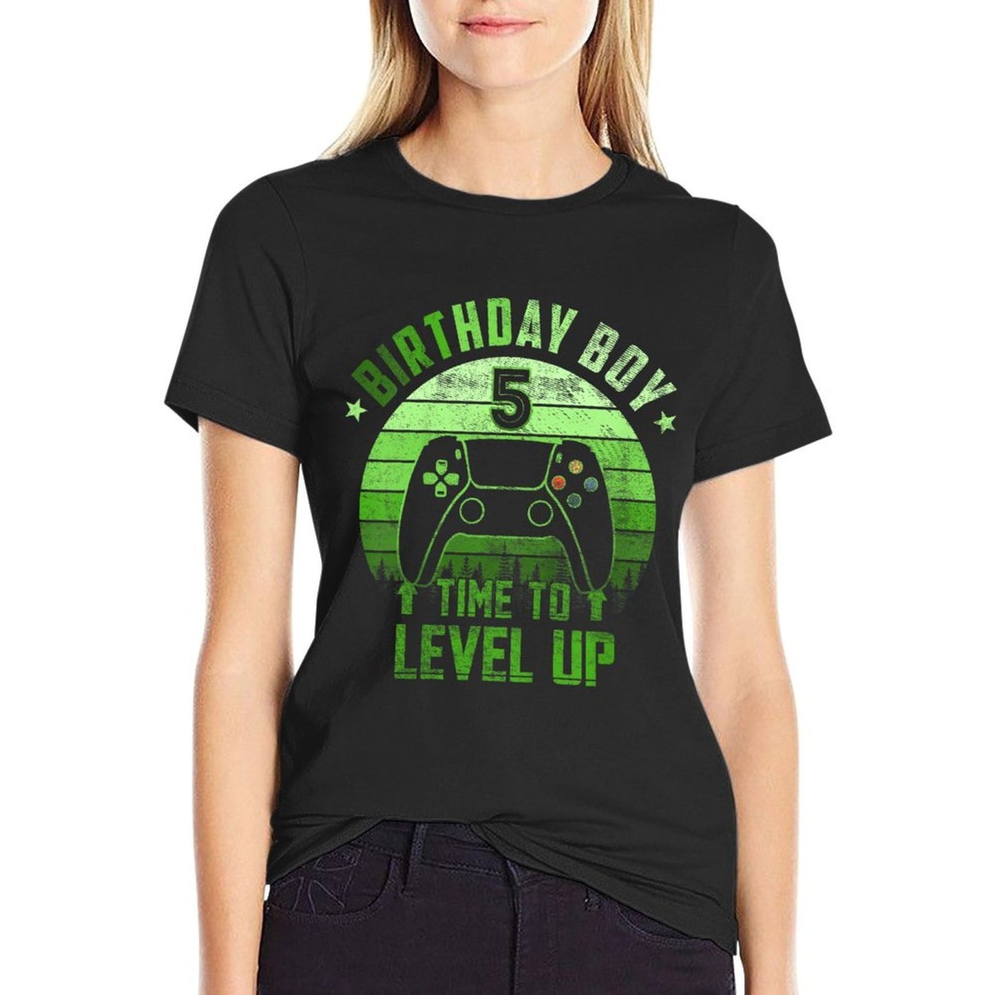 Kids 5th Birthday Boy Time to Level Up 5 Years Old Boys  Versatile T-Shirt