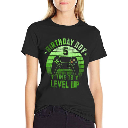 Kids 5th Birthday Boy Time to Level Up 5 Years Old Boys  Versatile T-Shirt