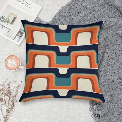 Mid-Century Modern Meets 1970s Orange & Blue Soft Durable Construction Throw Pillow