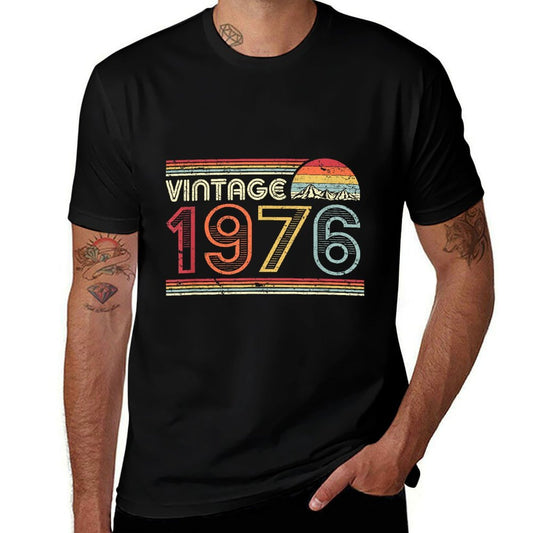 1976 Vintage, Birthday Gift. Retro Style  Fade-proof Color T-Shirt