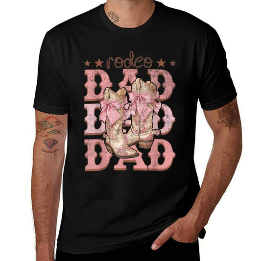 Rodeo Dad Pink Boots Coquette Cow-Girl Birthday Party  Ribbed Collar T-Shirt