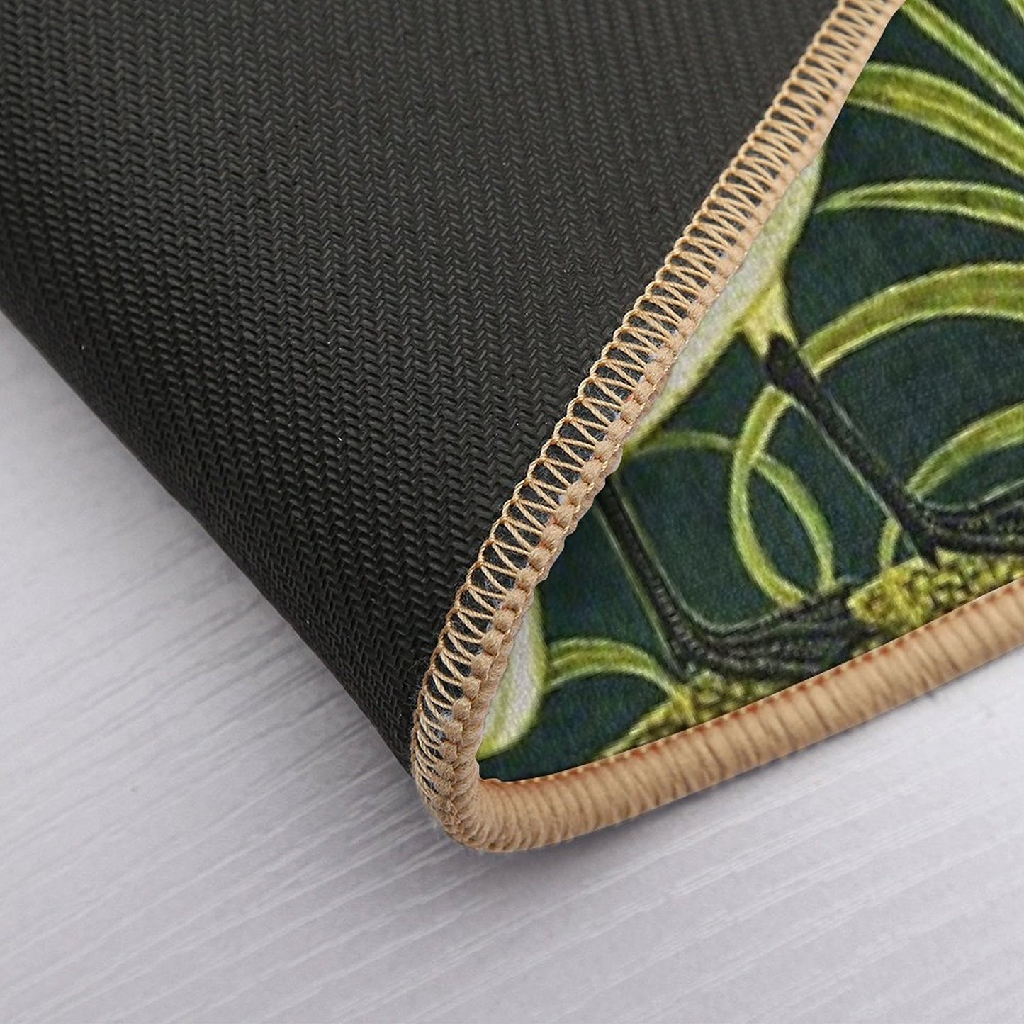 TWO WHITE SWANS AMONG REEDS IN GREEN Art Nouveau Animals  Dirt-Trapping Bath Mat