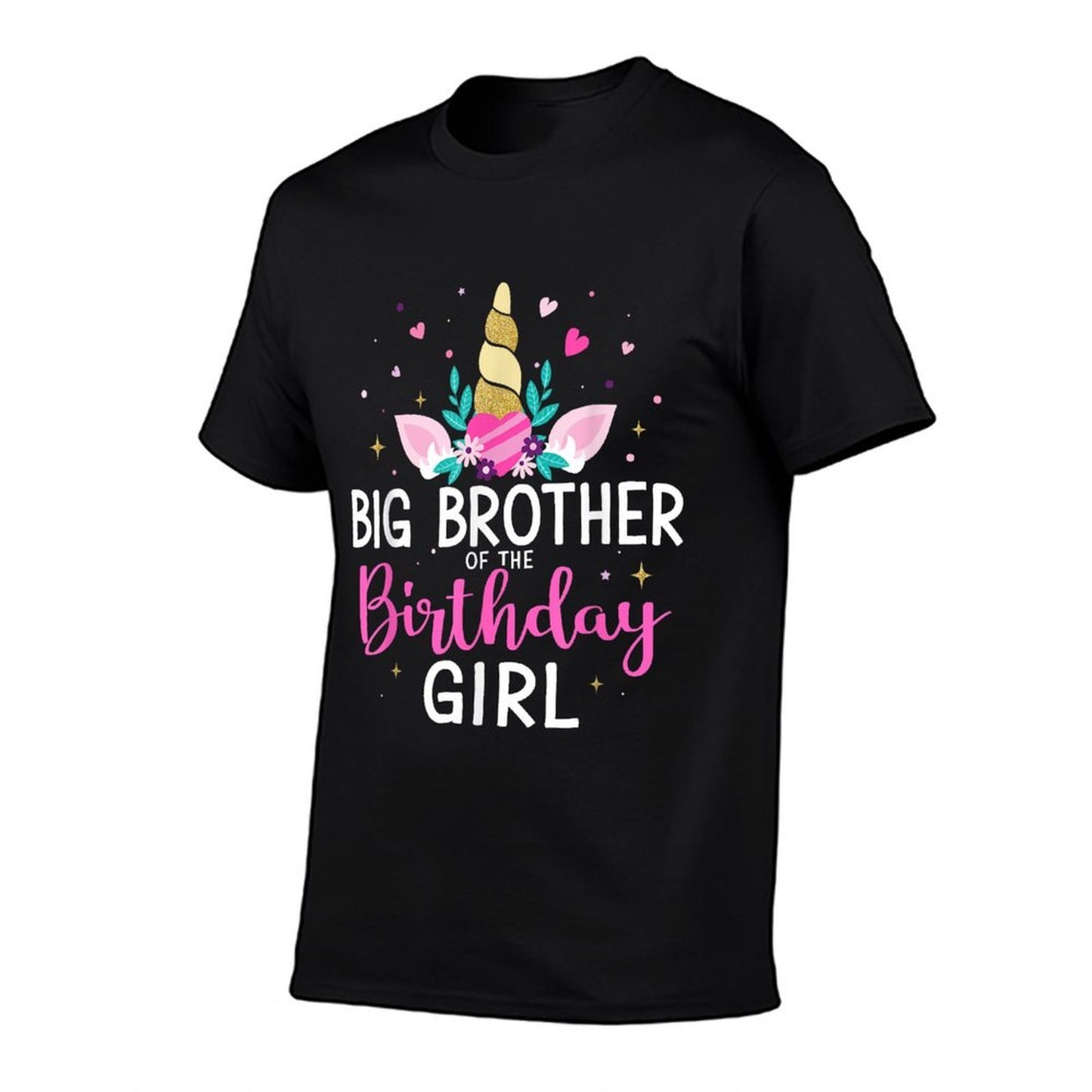 Big Brother of Birthday Girl Matching Family Unicorn Party  Ribbed Collar T-Shirt