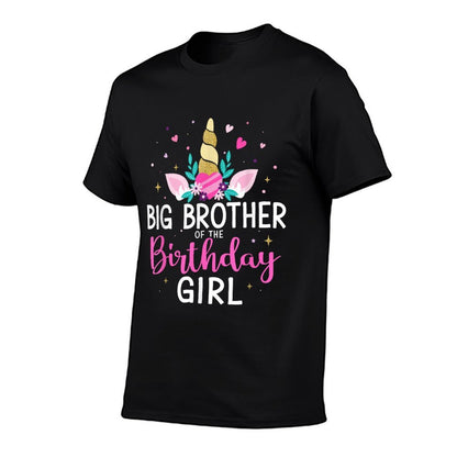 Big Brother of Birthday Girl Matching Family Unicorn Party  Ribbed Collar T-Shirt