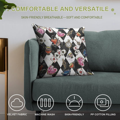 Alice In Wonderland Soft Skin-Friendly Throw Pillow