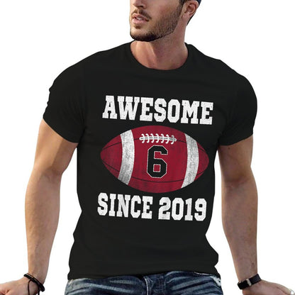 Kids 6th Birthday Football Player 6 Years Old Vintage Sports  Tagless Design T-Shirt