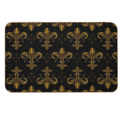 Fleur-de-lis Pattern Vintage Gold  Long-Lasting Bath Mat