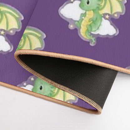 Cute Green Dragon Whimsical Fantasy Art  Eco-Friendly Bath Mat