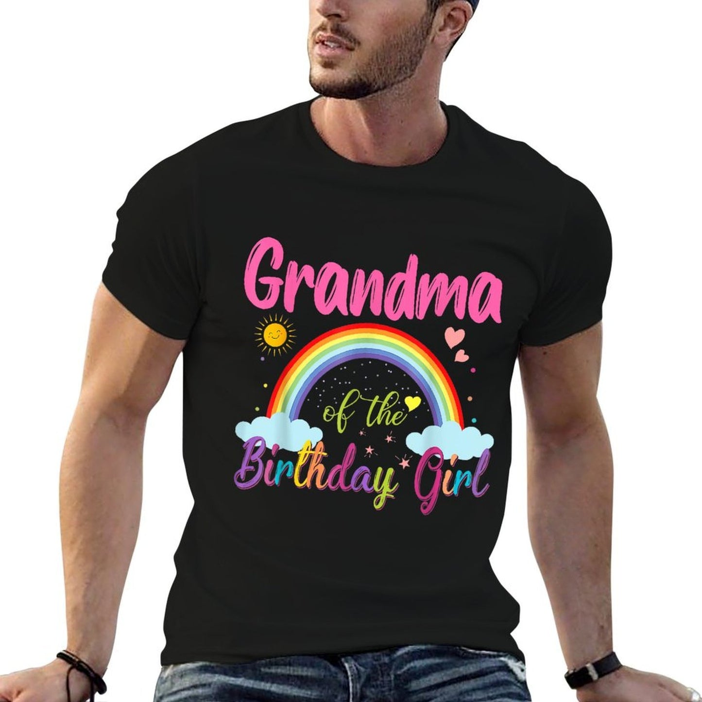 Grandma Of The Birthday Girl Rainbow Birthday Family Party  Graphic-printed T-Shirt