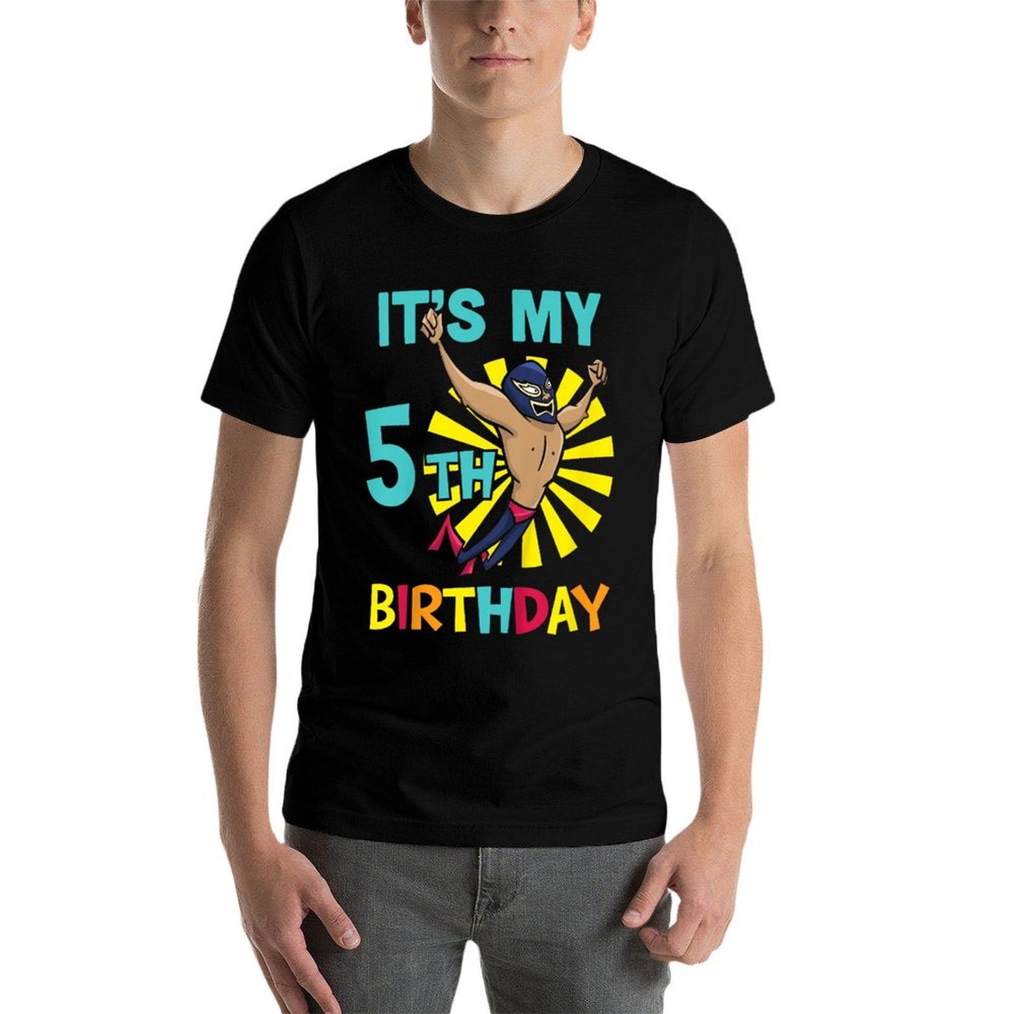 Kids Kids It's My 5th Birthday Wrestling Theme for 5-Year-Old Boy  Relaxed-fit T-Shirt
