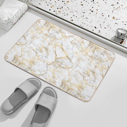 White And Gold Marble  Absorbent Bath Mat