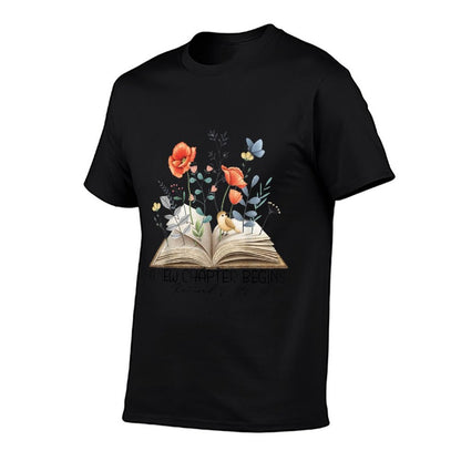 Floral Book A New Chapter Begins Retired Teacher Retirement  Versatile T-Shirt