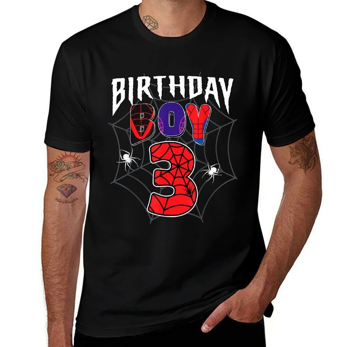 Birthday Boy 3 It's My 3rd Birthday Spider Party 3 Year Old  Stretchy T-Shirt