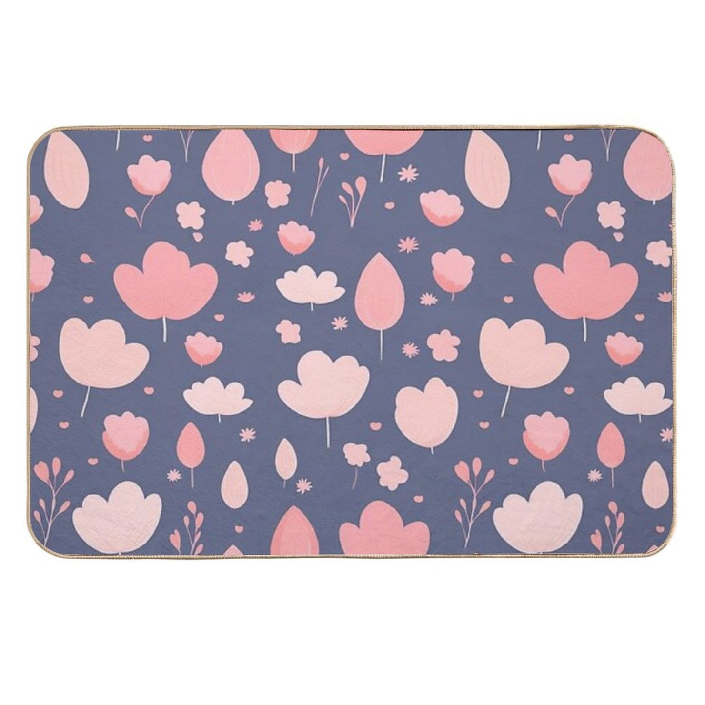 Cherry Petal Pattern, Abstract Aesthetic, Cartoon Style  High-Traffic Bath Mat