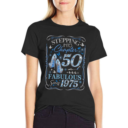 Stepping Into Chapter 50 Est 1975 50th Birthday Diamond  Lightweight T-Shirt