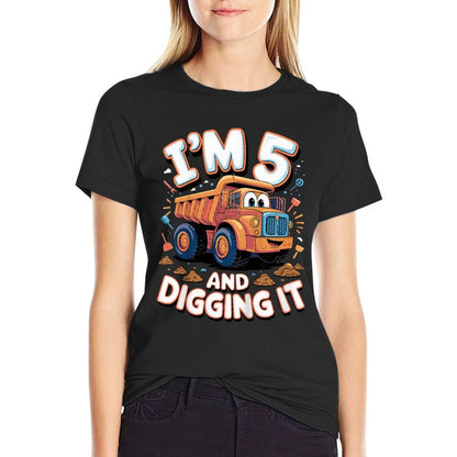 Kids Fifth Birthday Construction 5 Year Old Boy 5Th Birthday Comfortable T-Shirt